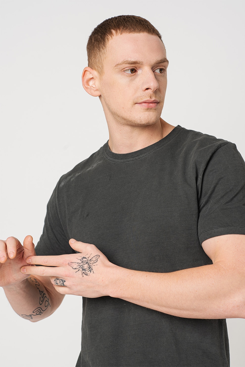 Only & Sons, Tricou cu decolteu la baza gatului Ron, Negru stins