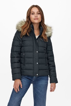 Only, Geaca matlasata cu vatelina si gluga Luna, Bleumarin inchis Only, Geaca matlasata cu vatelina si gluga Luna, Bleumarin inchis