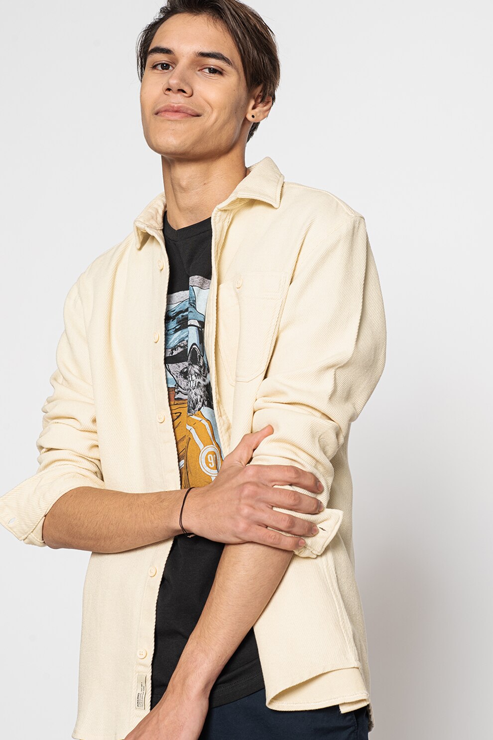 Jack&Jones, Camasa cu buzunare pe piept Ernesto, Crem