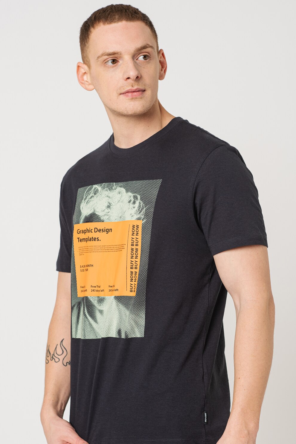 Only & Sons, Tricou regular fit cu imprimeu Cody, Bleumarin/Oranj