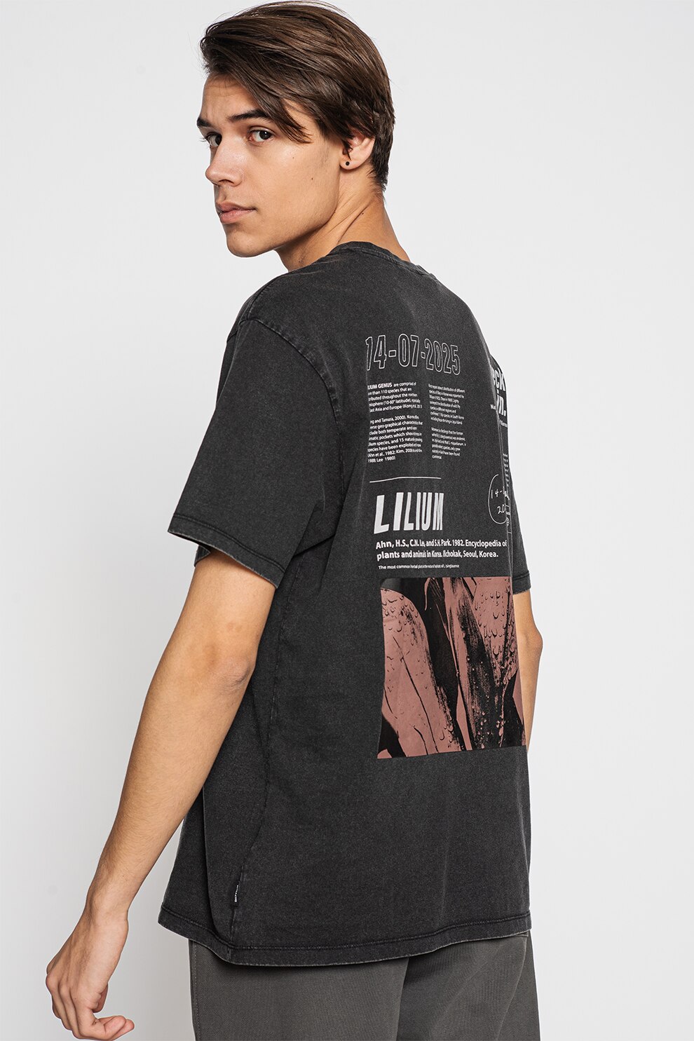 Only & Sons, Tricou cu imprimeu si maneci cazute Carte, Negru stins