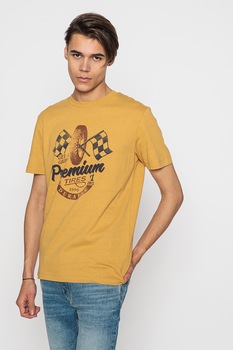 Jack&Jones, Tricou cu imprimeu Gavin, Ocru/Bleumarin Jack&Jones, Tricou cu imprimeu Gavin, Ocru/Bleumarin