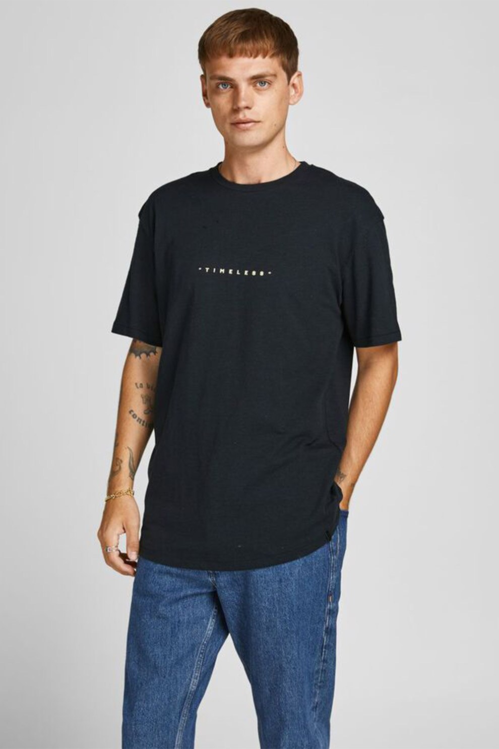 Jack&Jones, Tricou lejer cu maneci cazute, Bleumarin inchis