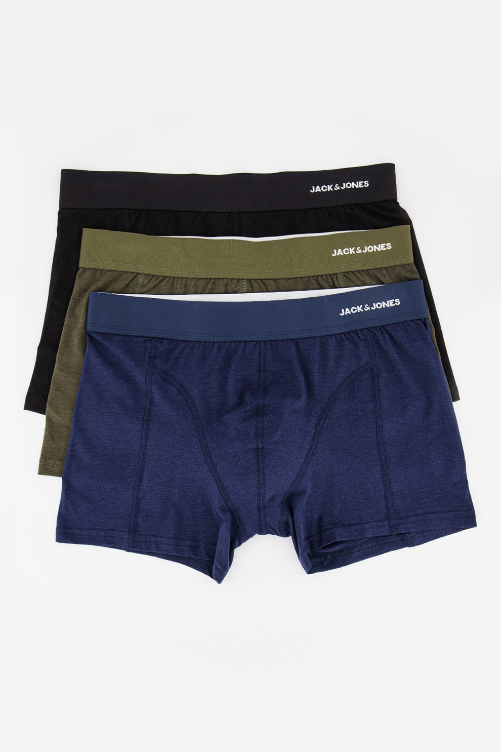 Jack&Jones, Set de boxeri cu logo - 3 perechi, Verde/bleumarin/negru