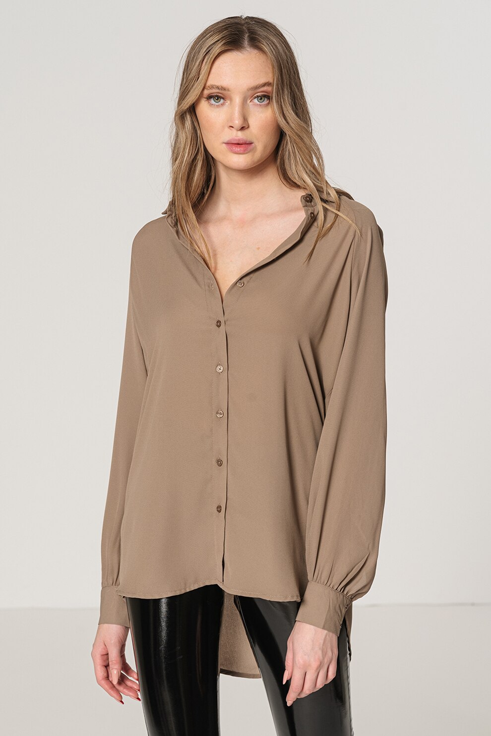 Vero Moda, Camasa lunga si vaporoasa Maple, Taupe
