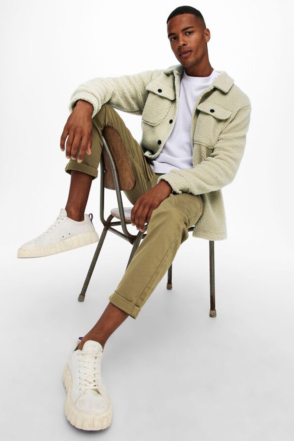Only & Sons, Pantaloni chino drepti, Verde oliv