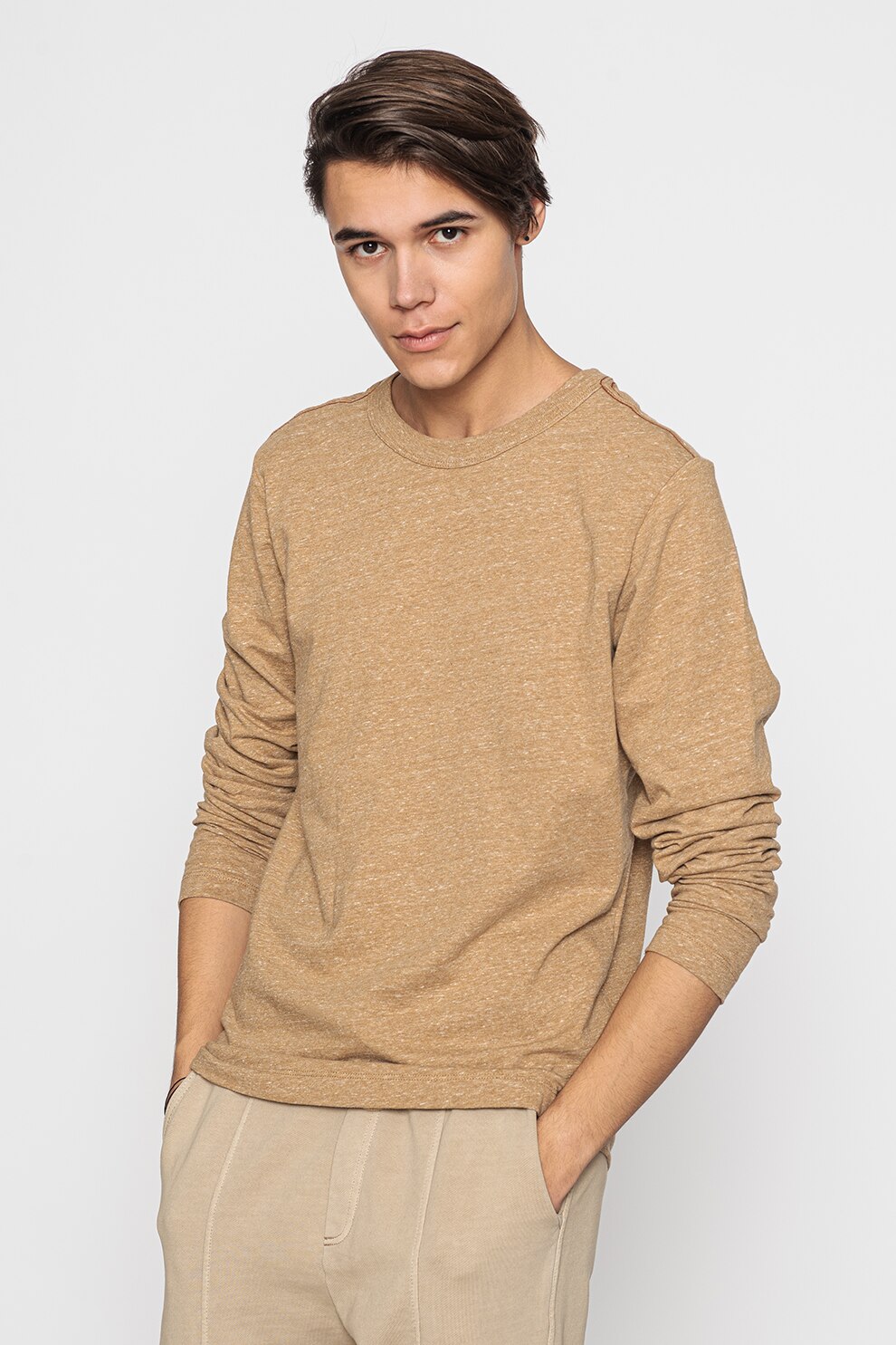 Jack&Jones, Bluza cu decolteu la baza gatului Blubowery, Maro camel