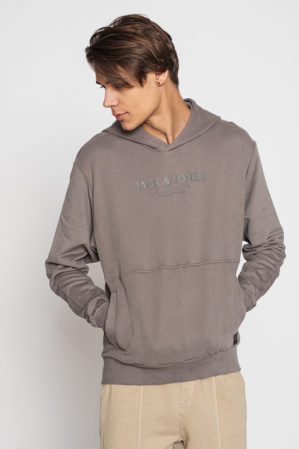 Jack&Jones, Hanorac cu imprimeu logo Blu Joel, Gri