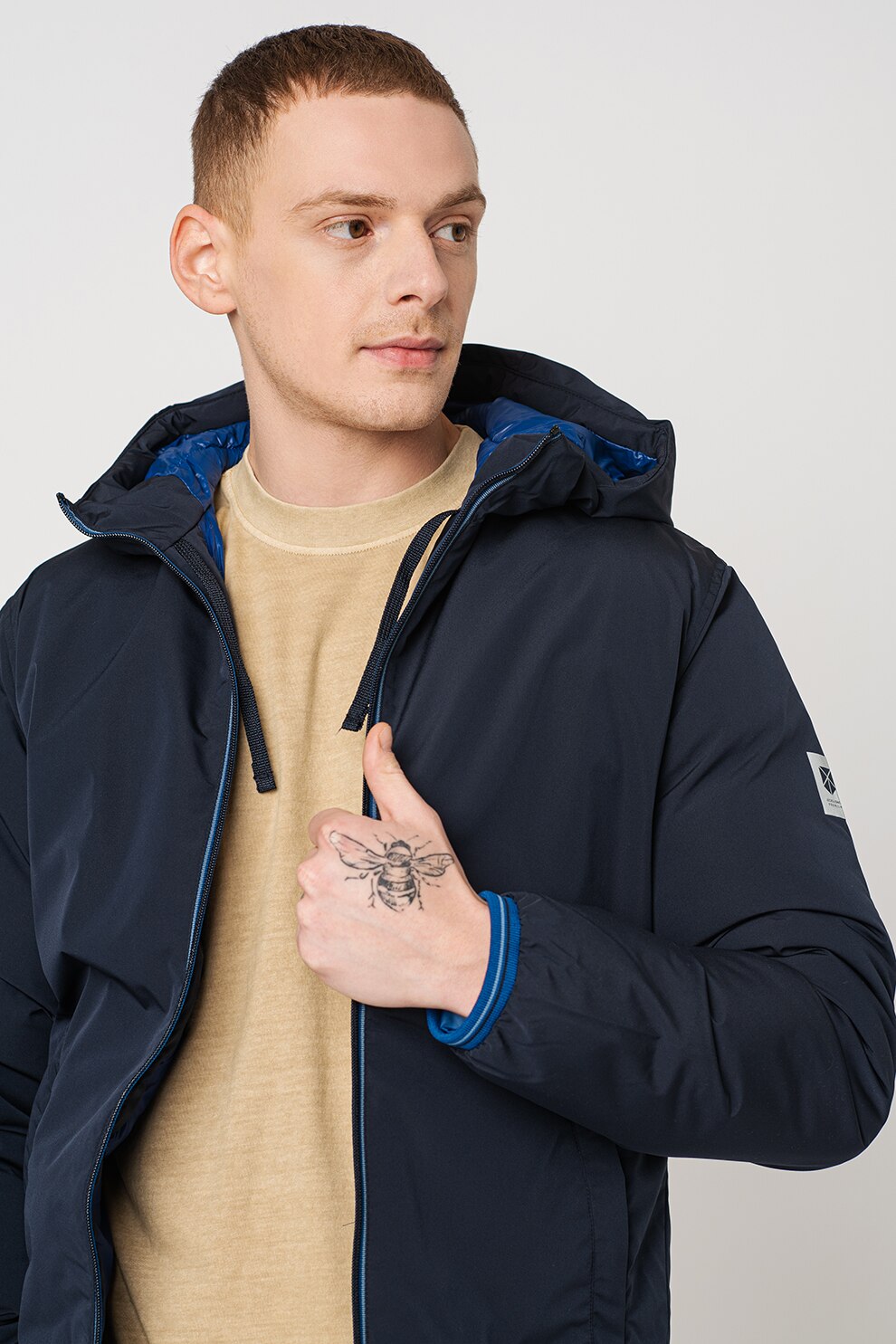 Jack&Jones, Jacheta cu gluga si buzunare oblice Blu Kane, Bleumarin