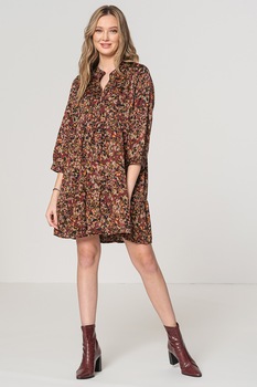 Vero Moda, Rochie lejera cu maneci 3/4 Satti, Rosu Bordeaux/Verde sparanghel/Negru Vero Moda, Rochie lejera cu maneci 3/4 Satti, Rosu Bordeaux/Verde sparanghel/Negru