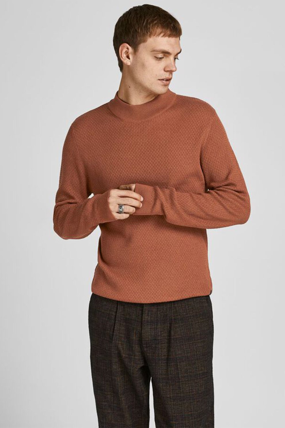 Jack&Jones, Pulover regular fit din amestec de bumbac organic, Scortisoara