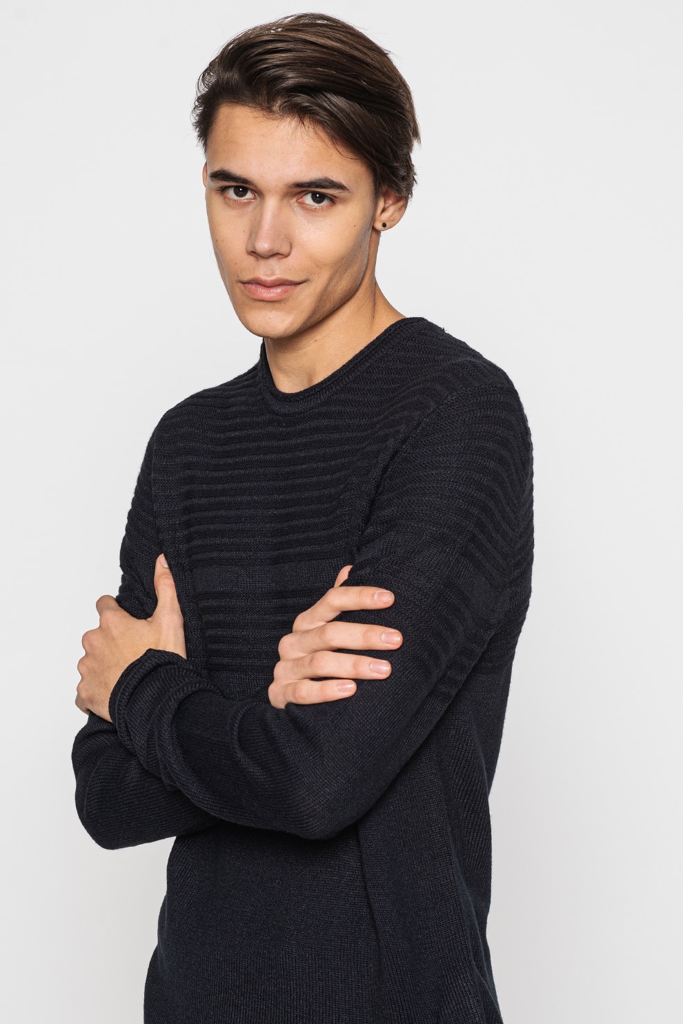 Only & Sons, Pulover cu decolteu la baza gatului Blade, Bleumarin