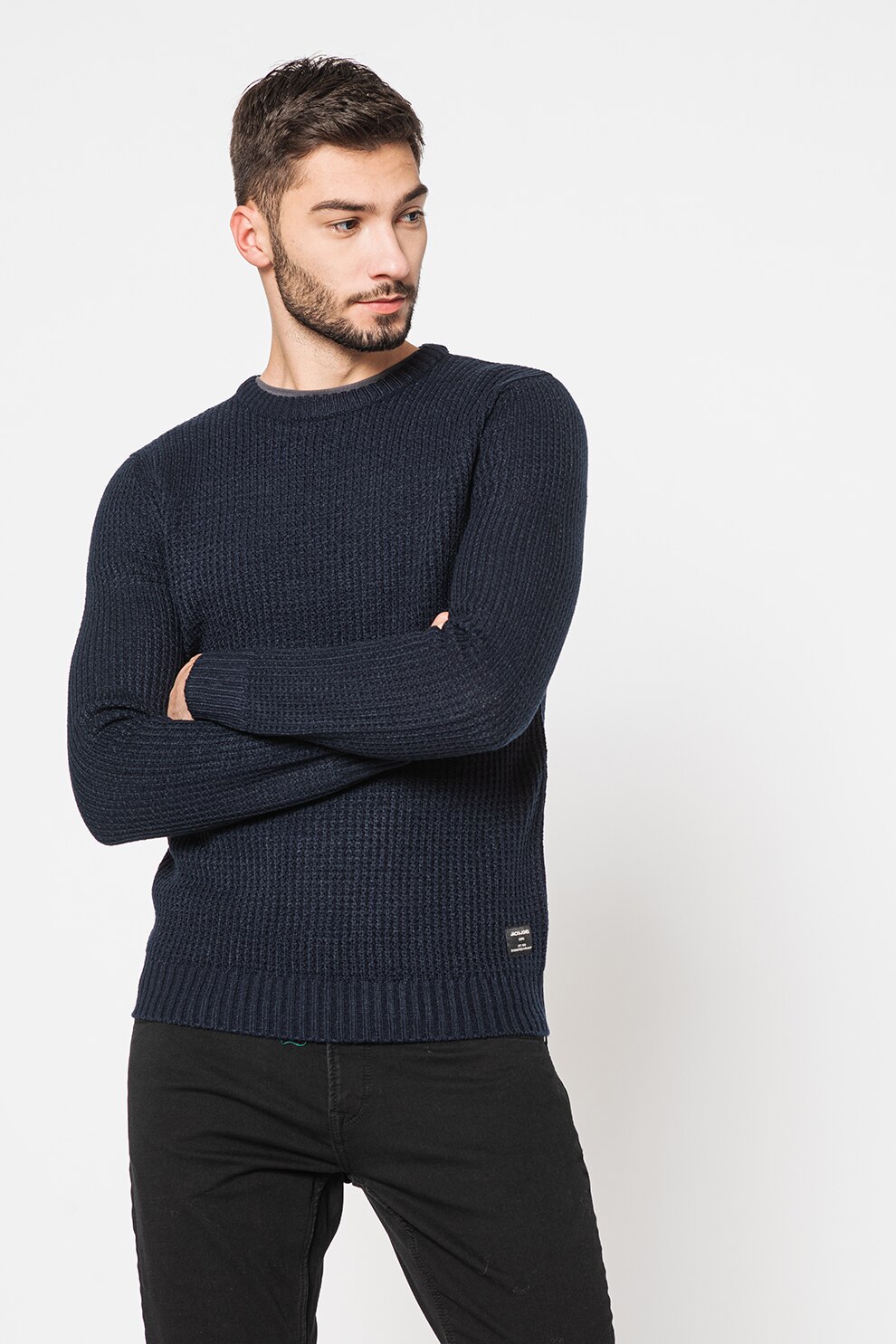 Jack&Jones, Pulover cu decolteu la baza gatului Dalton, Bleumarin