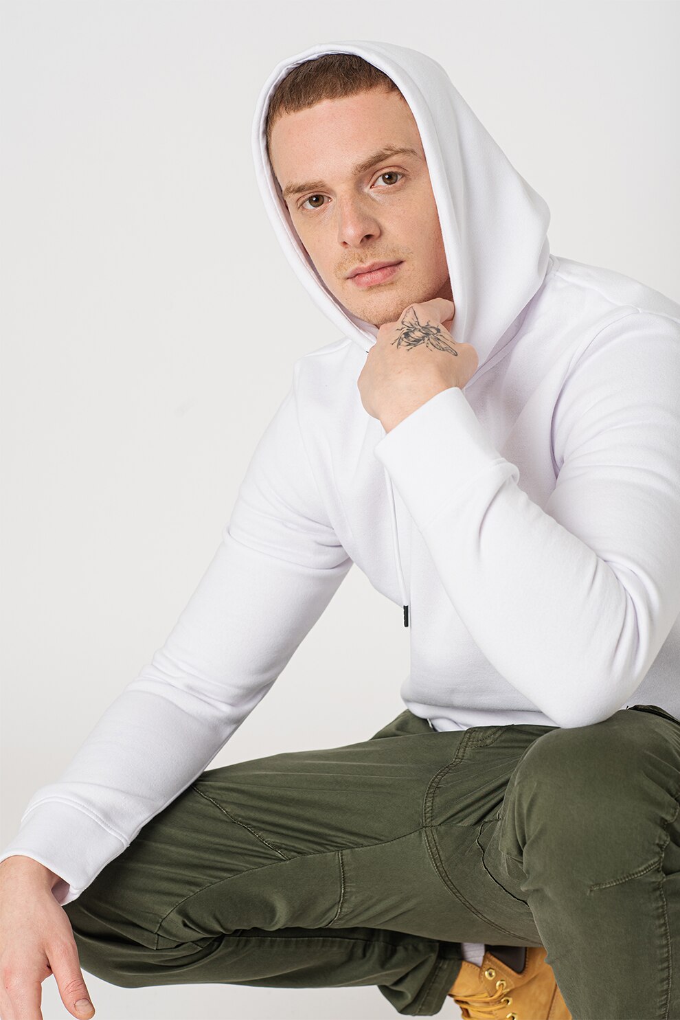 Jack&Jones, Hanorac cu logo discret Booster, Alb optic
