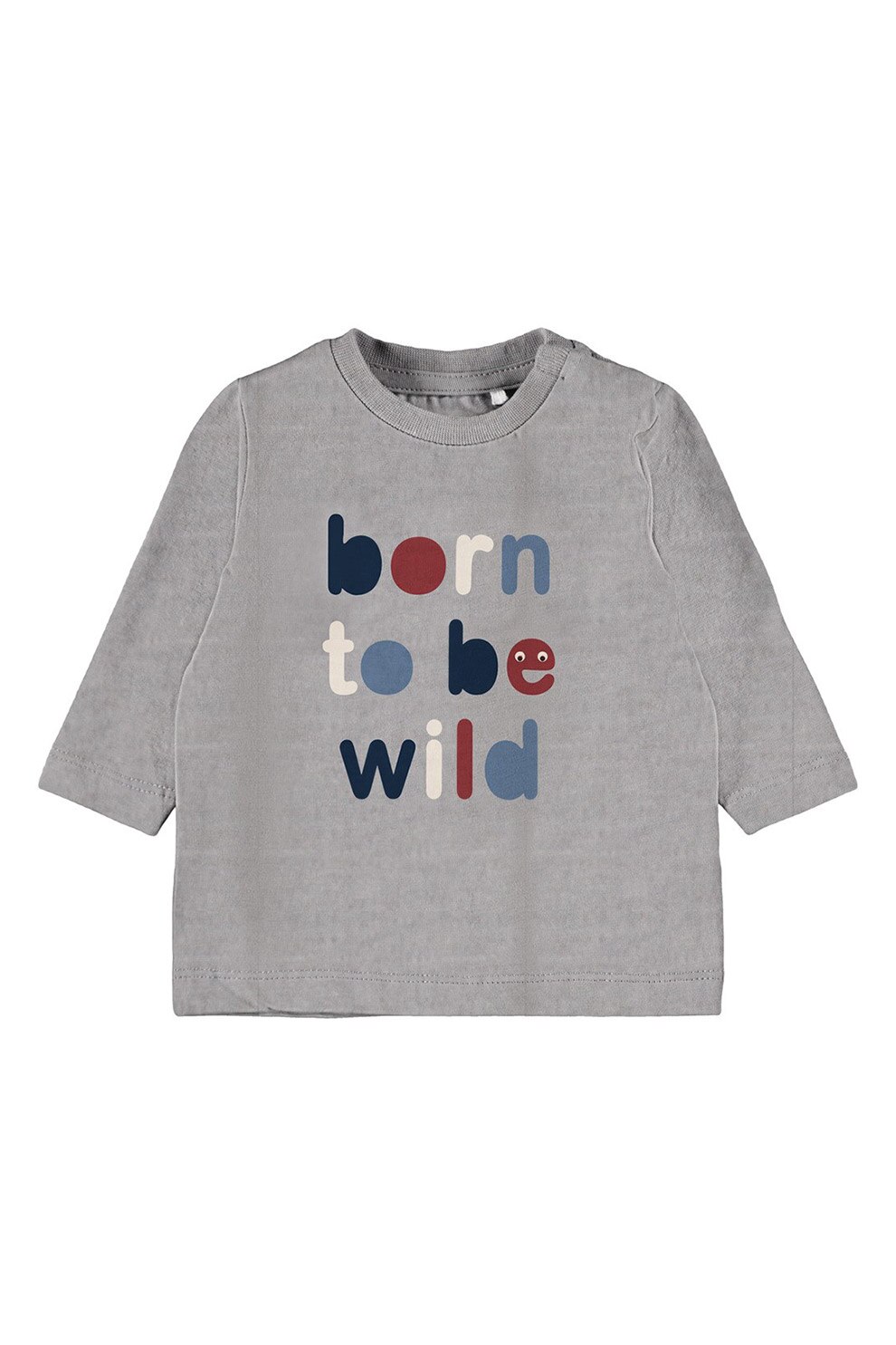 NAME IT, Bluza din amestec de bumbac organic cu model text, Gri inchis/rosu Bordeaux/bleumarin