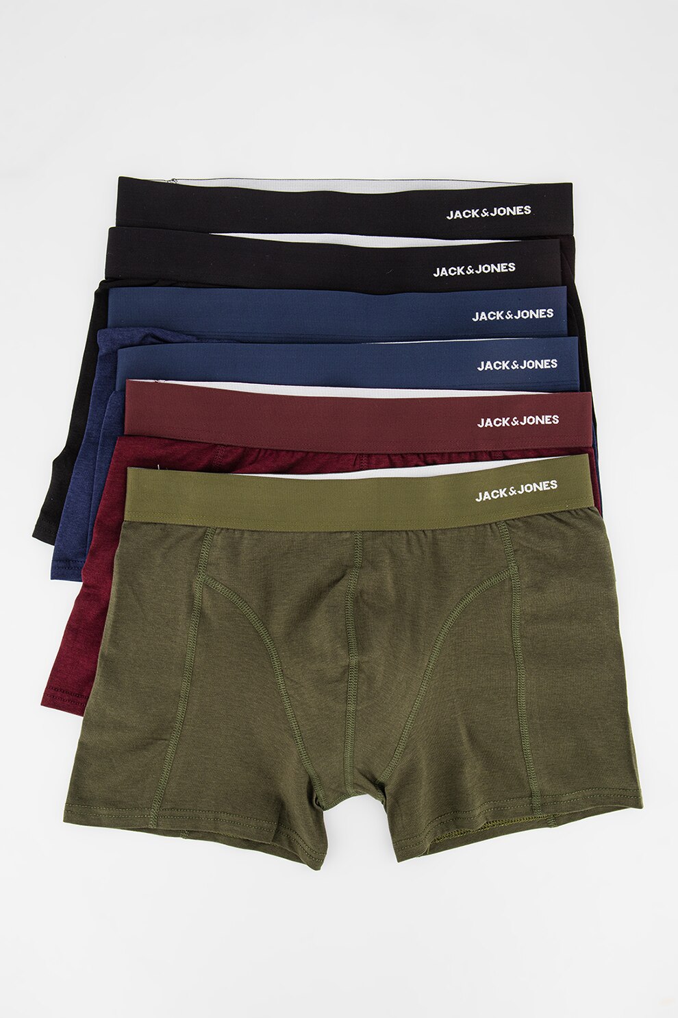Jack&Jones, Set de boxeri cu banda elastica in talie - 6 perechi, Negru/Bleumarin/Verde