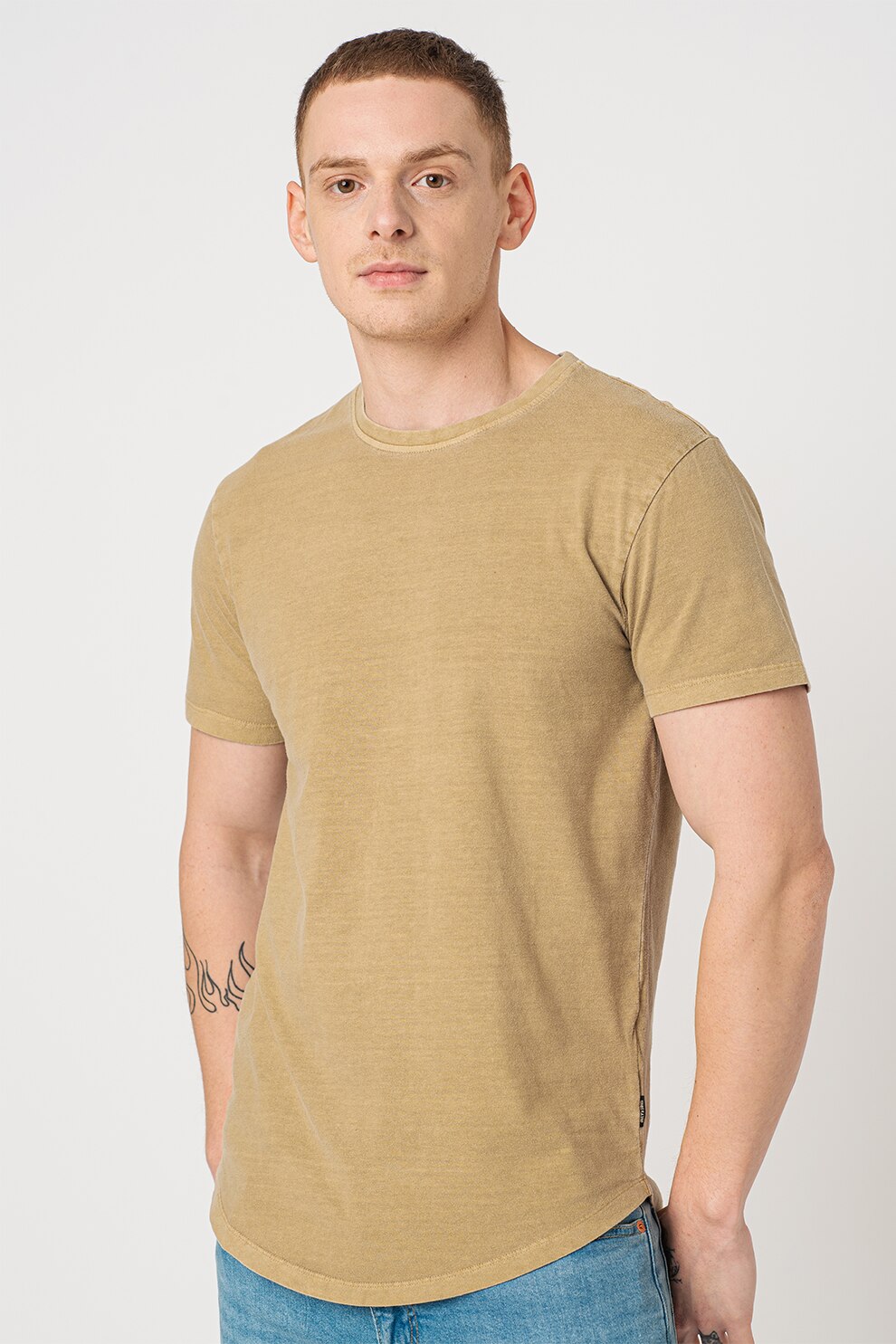 Only & Sons, Tricou cu decolteu la baza gatului Ron, Maro camel