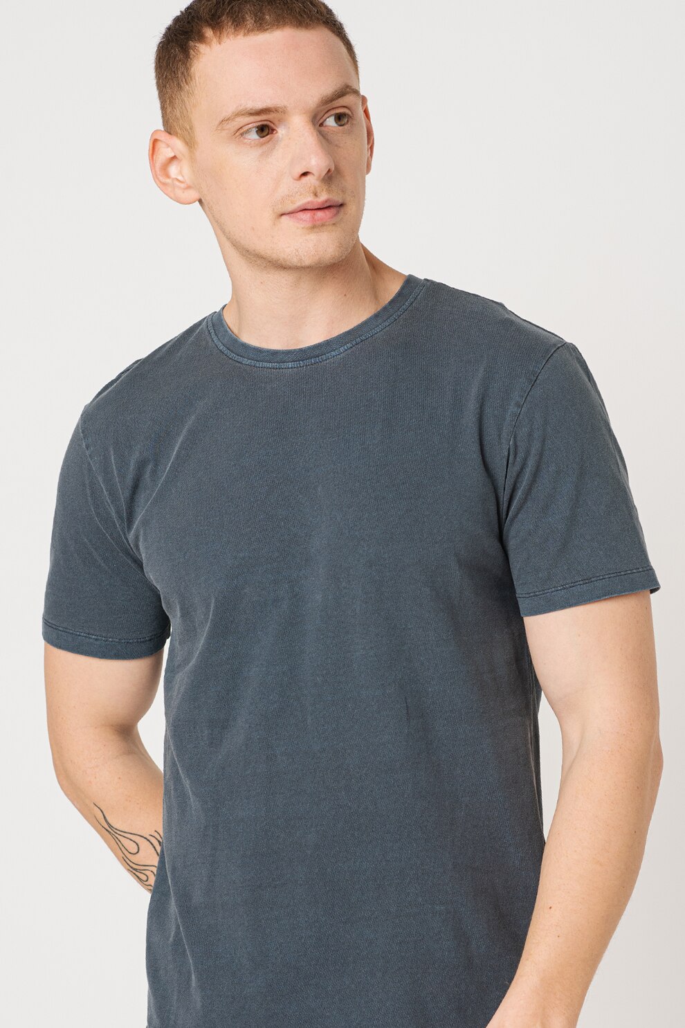 Only & Sons, Tricou cu decolteu la baza gatului Ron, Albastru prafuit