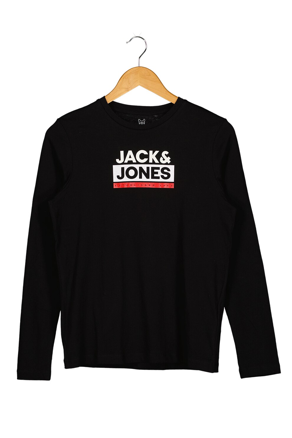 Jack&Jones, Bluza cu imprimeu logo, Negru/Rosu