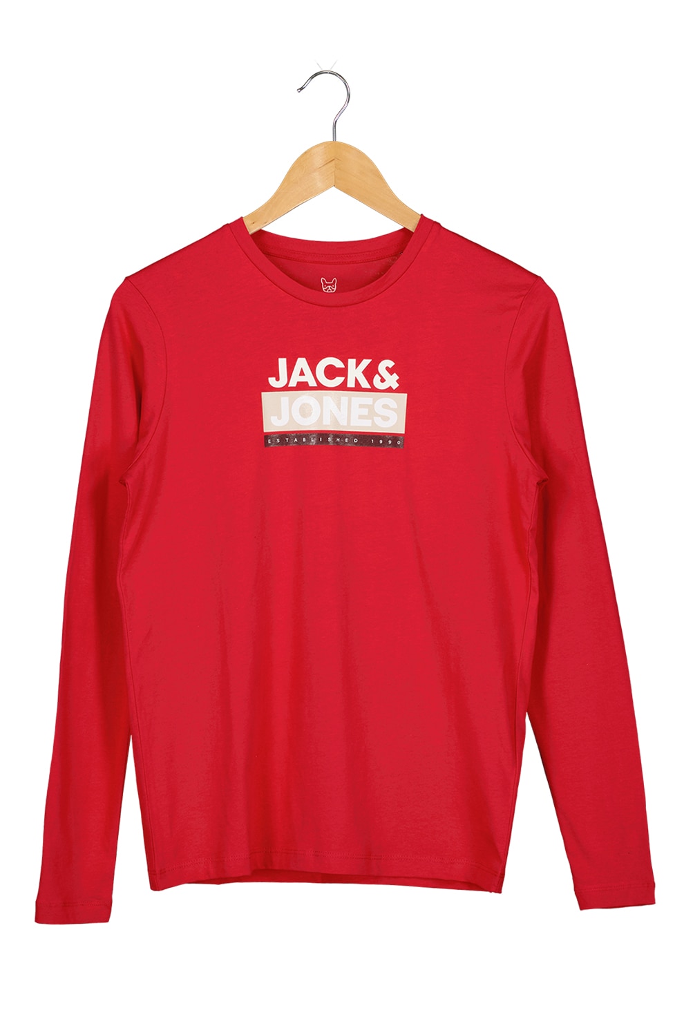 Jack&Jones, Bluza cu imprimeu logo, Rosu/Alb