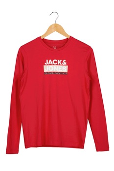 Jack&Jones, Bluza cu imprimeu logo, Rosu/Alb Jack&Jones, Bluza cu imprimeu logo, Rosu/Alb