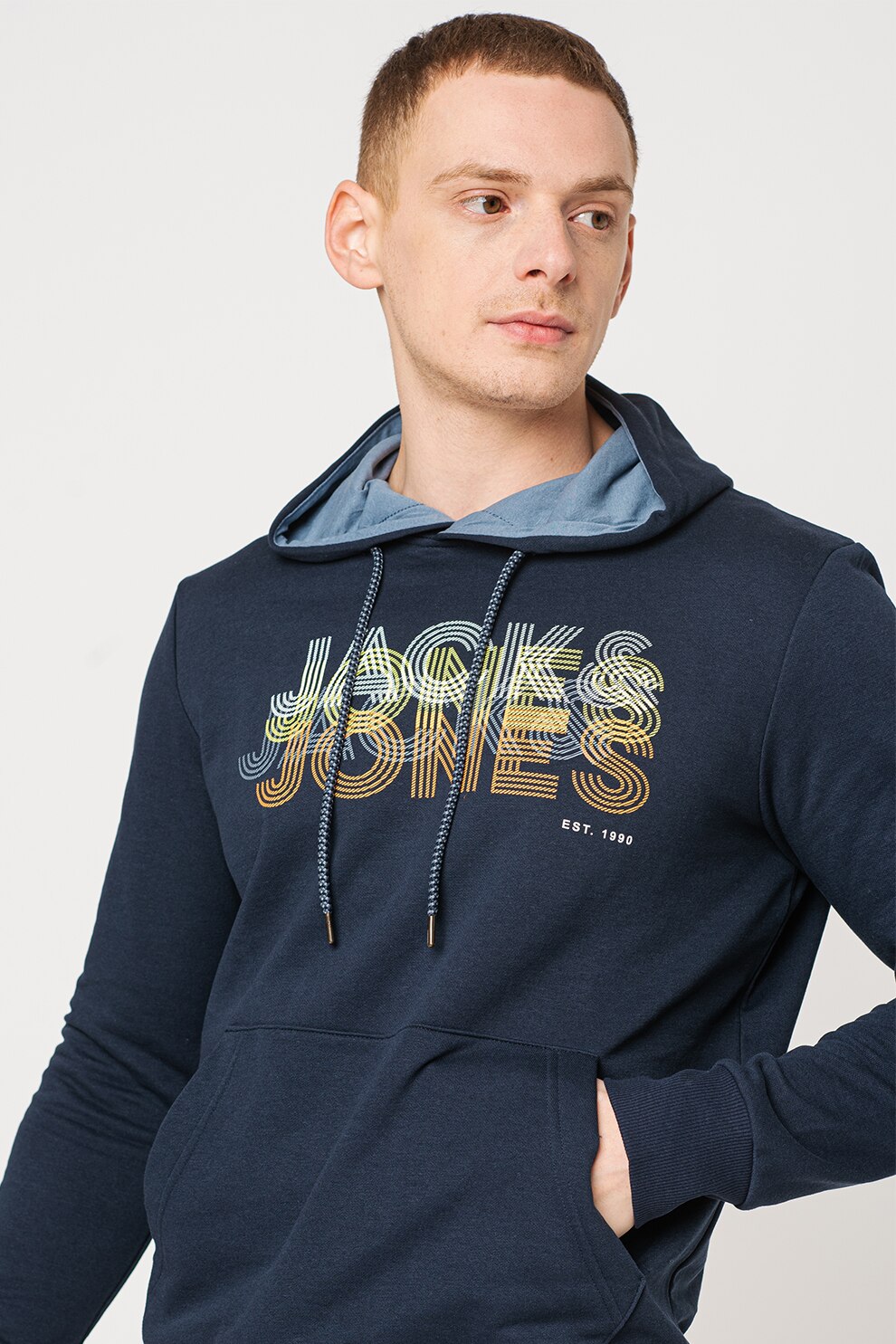 Jack&Jones, Hanorac cu imprimeu logo Power, Bleumarin/Galben