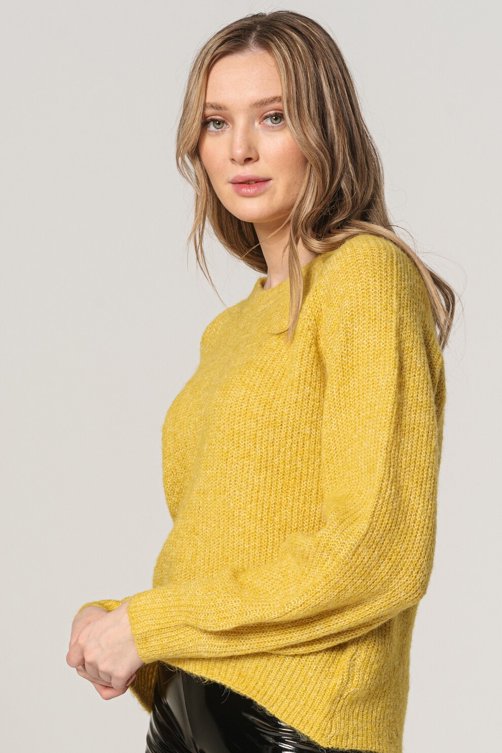 JdY, Pulover cu decolteu la baza gatului si maneci raglan Ingeborg, 15244152, Verde oliv, S