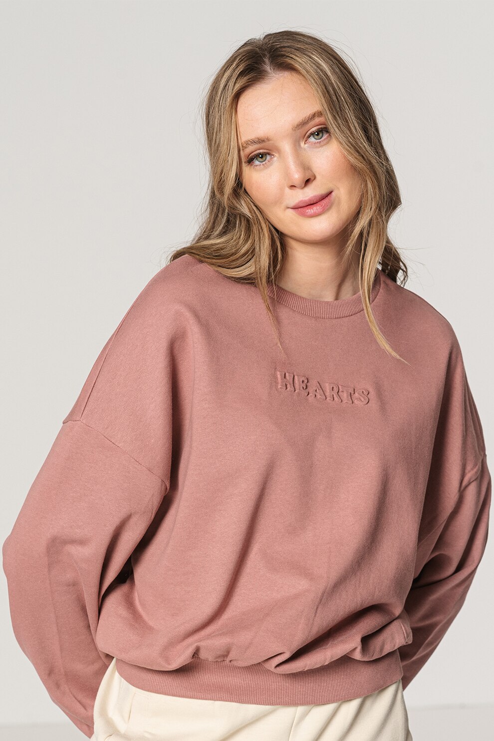 JdY, Bluza sport cu decolteu la baza gatului si maneci cazute Trille, Zmeuriu