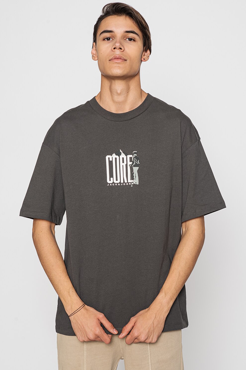 Jack&Jones, Tricou regular fit Climber, Gri inchis