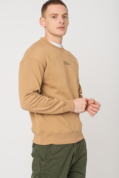 Jack&Jones, Bluza sport cu decolteu la baza gatului si maneci cazute Globe, Bej/Negru Jack&Jones, Bluza sport cu decolteu la baza gatului si maneci cazute Globe, Bej/Negru