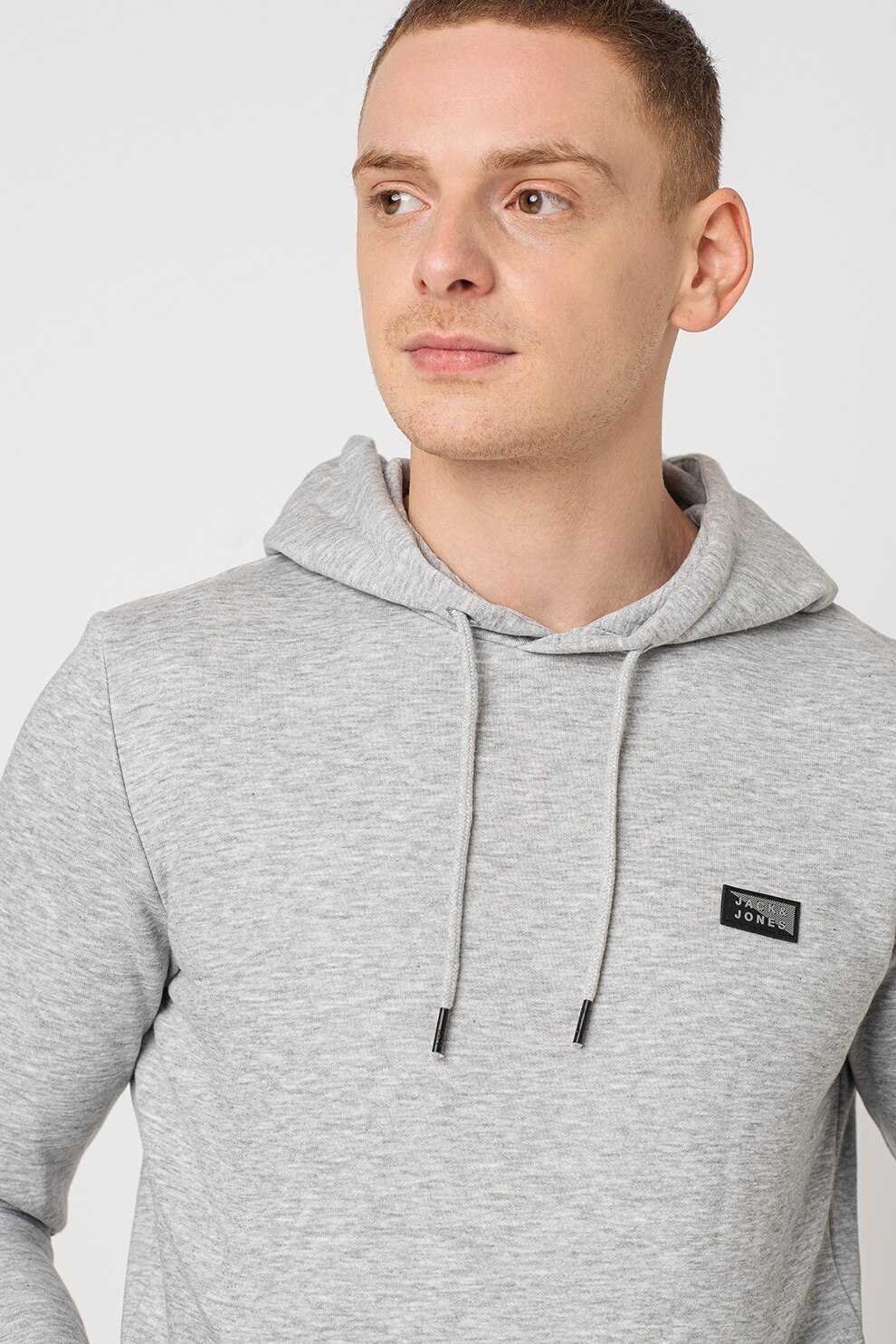 Jack&Jones, Hanorac cu aplicatie logo King, Gri melange