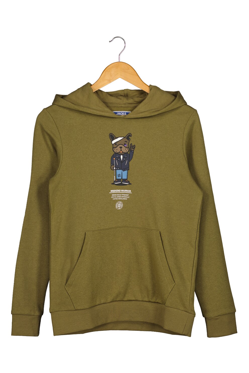 Jack&Jones, Hanorac cu imprimeu grafic, Verde oliv
