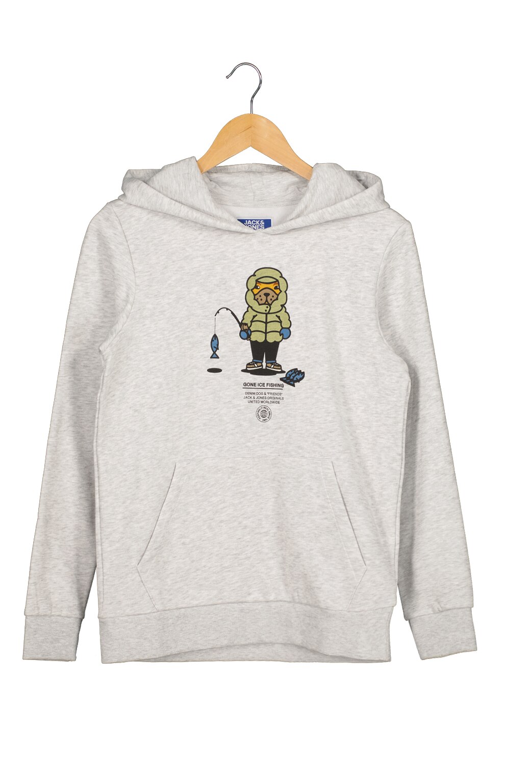 Jack&Jones, Hanorac cu imprimeu grafic, Gri deschis melange