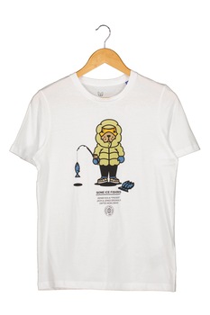 Jack&Jones, Tricou din bumbac cu imprimeu grafic, Alb optic/Verde Jack&Jones, Tricou din bumbac cu imprimeu grafic, Alb optic/Verde