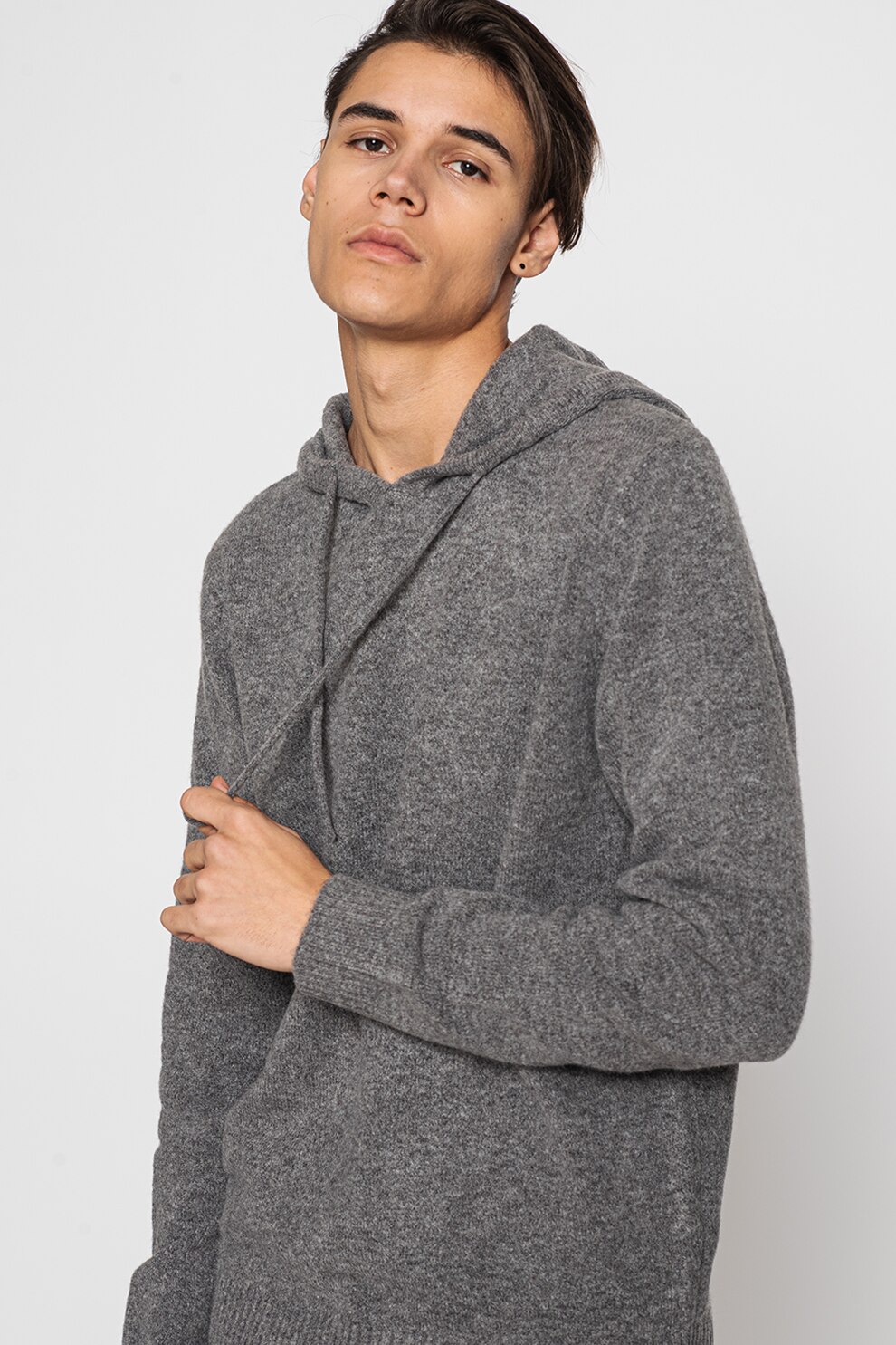 Jack&Jones, Hanorac din amestec de lana Dust, Gri inchis melange