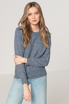 Vero Moda, Pulover cu decolteu la baza gatului si maneci raglan Doffy, Bleumarin Vero Moda, Pulover cu decolteu la baza gatului si maneci raglan Doffy, Bleumarin