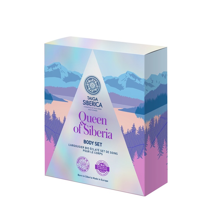 Set cu gel de dus 200 ml si lapte de corp 200 ml, Natura Siberica Queen of Taiga