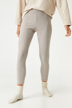 KOTON, Colanti tricotati de pijama cu striatii, Gri melange KOTON, Colanti tricotati de pijama cu striatii, Gri melange