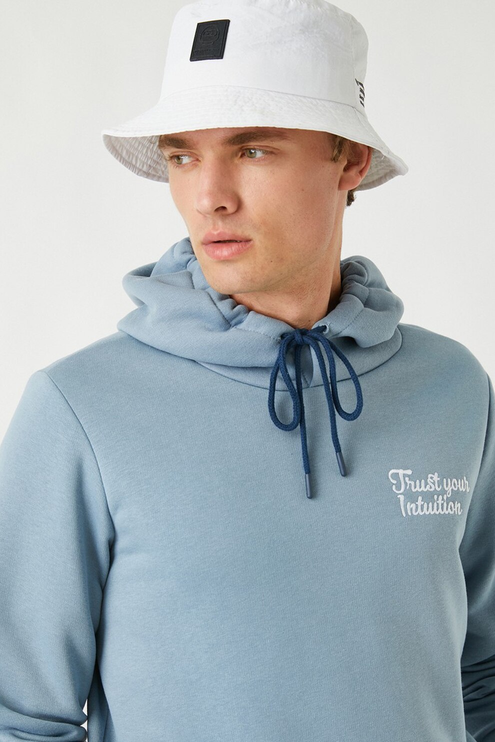 KOTON, Hanorac cu detaliu brodat, Albastru prafuit, XL