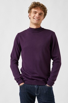 KOTON, Pulover cu terminatii striate, Violet aubergine KOTON, Pulover cu terminatii striate, Violet aubergine