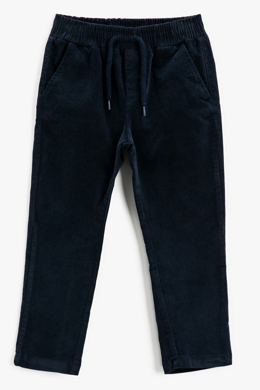 KOTON, Pantaloni cu snur si aspect catifelat, Bleumarin inchis