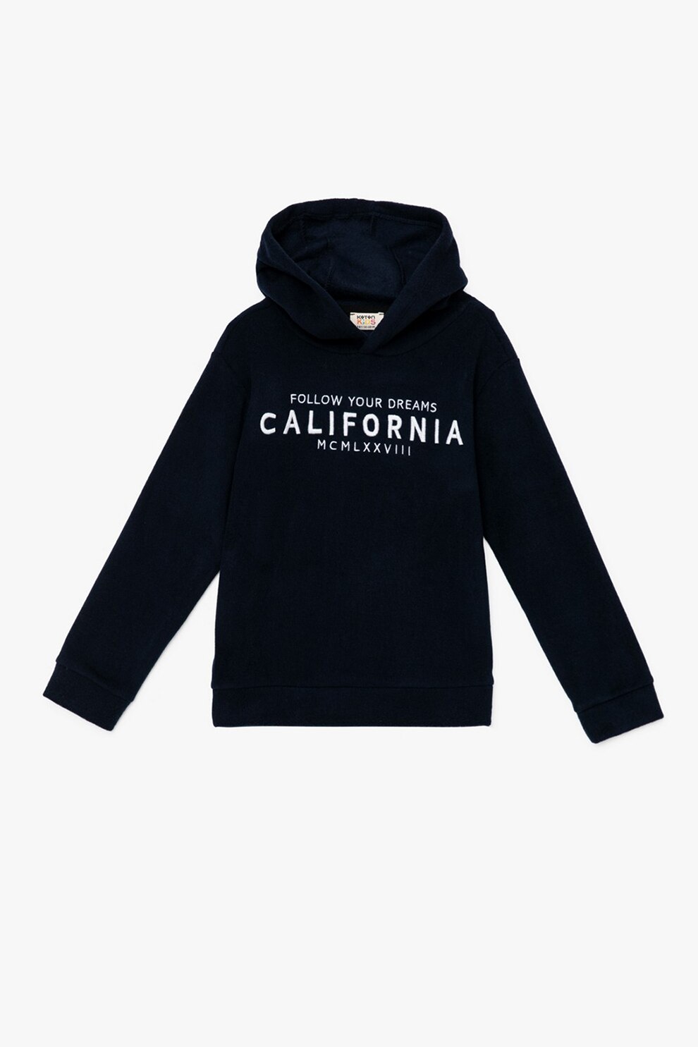 KOTON, Hanorac cu text brodat, Bleumarin/Alb optic