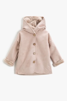 KOTON, Palton cu captuseala pufoasa, Roz prafuit, 146-152 CM KOTON, Palton cu captuseala pufoasa, Roz prafuit, 146-152 CM