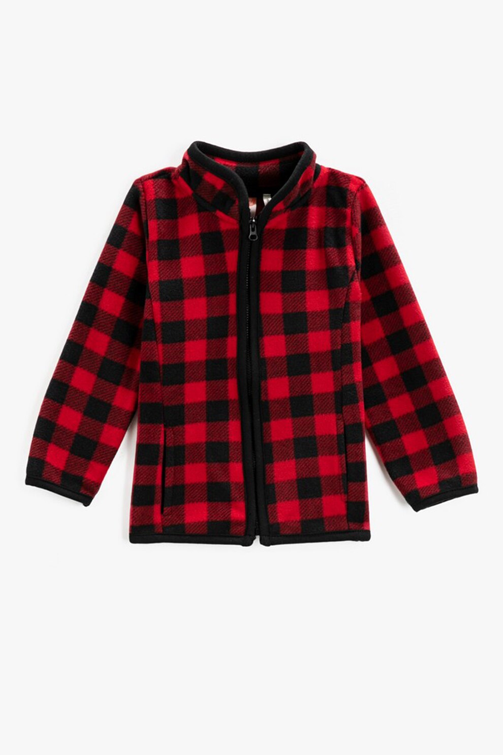 KOTON, Bluza sport in carouri cu fermoar, Rosu/Negru