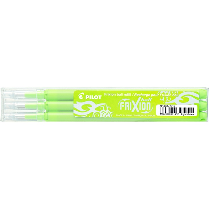 Rezerva roller Pilot Frixion verde, 0.7 mm, deschis 3 buc/set