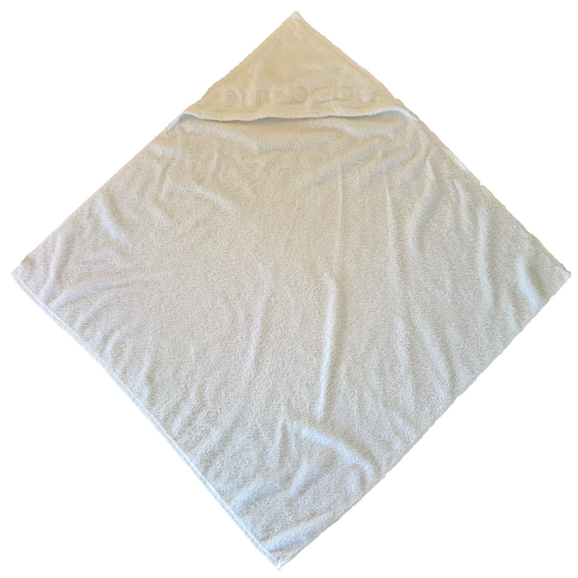 Prosop Puf Bebe - pentru botez cu gluga, alb, 80x80cm, 620g/mp