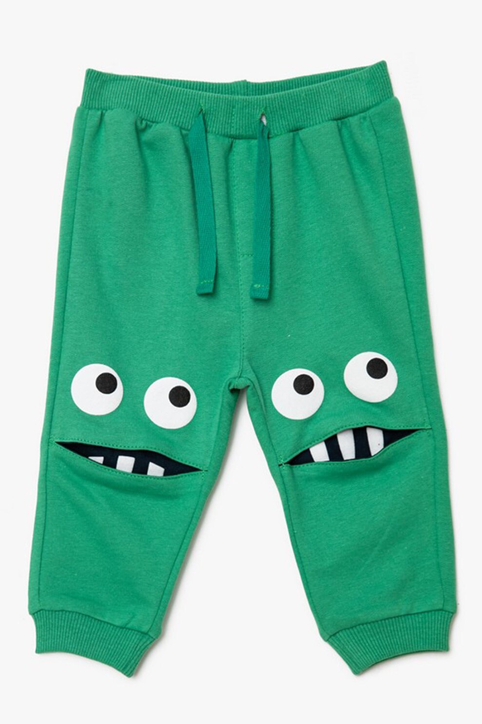 KOTON, Pantaloni sport cu detalii grafice, Verde/Alb