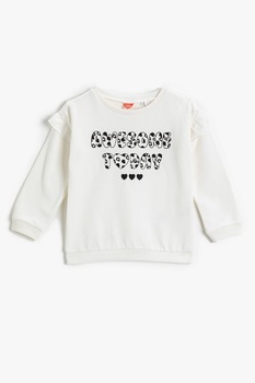 KOTON, Bluza sport cu imprimeu text, Alb/Negru KOTON, Bluza sport cu imprimeu text, Alb/Negru