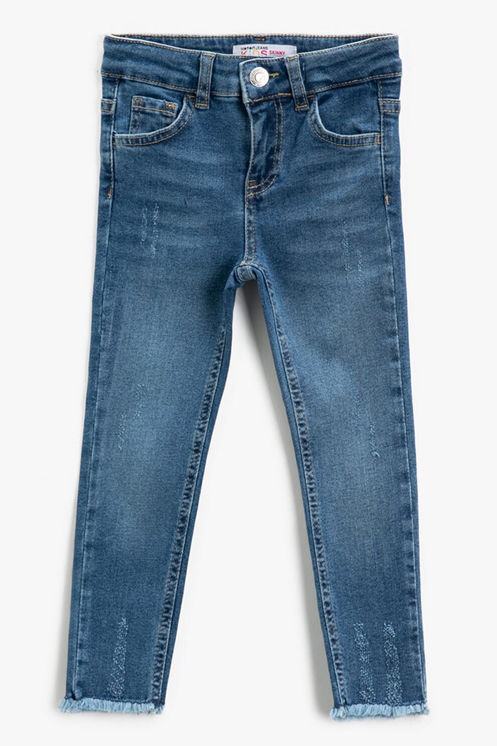 KOTON, Blugi slim fit cu aspect decolorat, Albastru inchis, 146-152 CM