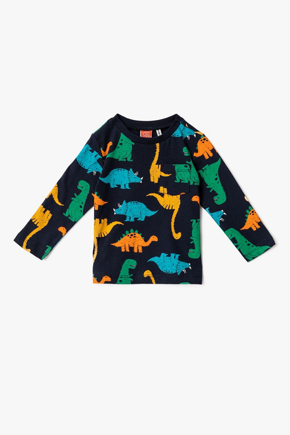 KOTON, Bluza cu imprimeu cu dinozauri, Bleumarin/Galben sofran/Verde